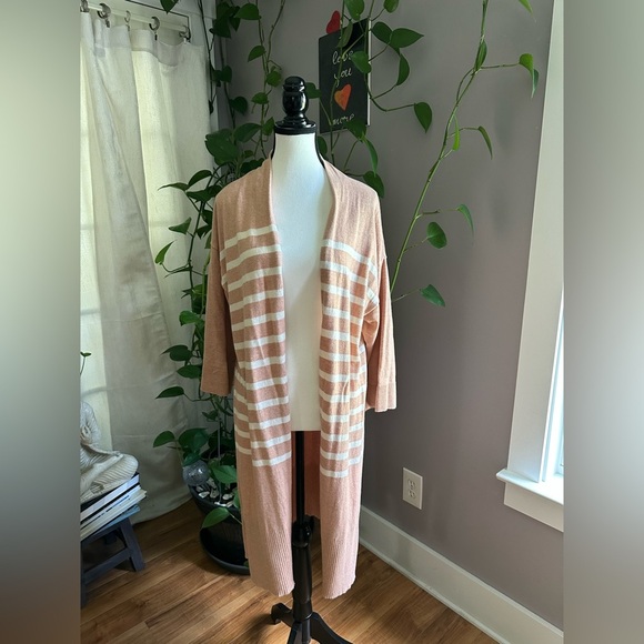 Striped Open-Front Cardigan Sweater - Picture 1 of 8